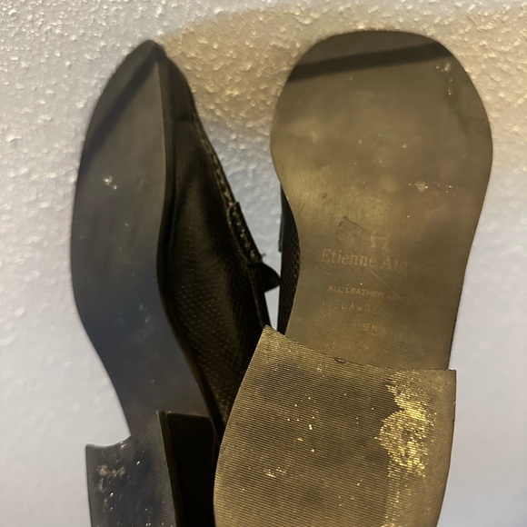 Etienne Aigner Black Textured Loafers - Picture 3 of 5